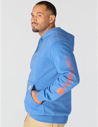 Чоловічий худі Carhartt Midweight з логотипом на рукаві, темно-блакитний (Dark Tranquil Blue Heather), розмір M