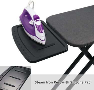 Прасувальна дошка Duwee з великою парогенераторною стацією, складна, регульована по висоті, з термостійким покриттям, товстим фетровим покриттям, міцними ніжками, чорна, 33x109 см