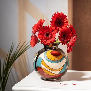 Керамічна ваза ручної роботи 16 см – кольорова ваза для квітів, декор для вітальні, подарунок на новосілля, сучасна ваза-куля моделі 1