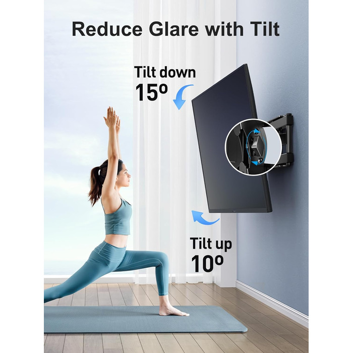 PERLESMITH Tilt & Swivel TV Wall Mount for 26-60 inch Flat & Curved TVs/Monitors (up to 40kg, VESA 400x400mm)