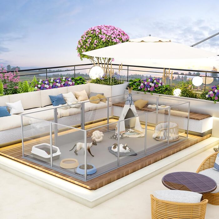 Кія для собак BingoPaw: вольєр для цуценят та собак, 8 елементів, 60 см, XXL, з дверцятами та водовідштовхувальним дном (180x120x61 см)