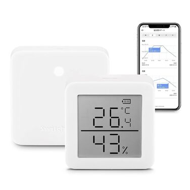 SwitchBot Thermometer Hygrometer Indoor and Hub Mini, Digital Hygrometer Bluetooth Thermo-Hygrometer with APP, Dew Point/VPD/Absolute Humidity Sensor, Monitor for Indoor Temperature and Humidity