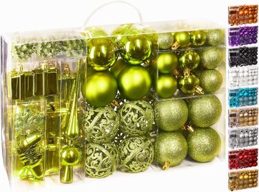 Набір прикрас для ялинки BRUBAKER 101 шт. з верхівкою, кремово-білий, зелений