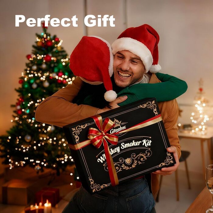 Набір для копчення віскі зі вбудованим запальничкою, 6 видів тирси, 2 склянки, 2 форми для льоду, набір для димчастого коктейлю, подарунок на Різдво та день народження для чоловіків, батька, чоловіка (БЕЗ бутану) (коричневий)