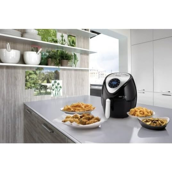 Ariete Air Fryer XXL 4618, Hot Air Fryer 7 Liter, 60-Minute Timer, LCD and Touchscreen with 7 Cooking Levels, Maximum Temperature 200° C, Capacity 2.5Kg, 1800W, Black Black