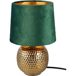 Настільна лампа Reality Leuchten Sophia, кераміка, золото, зелений абажур, E14, 16 см