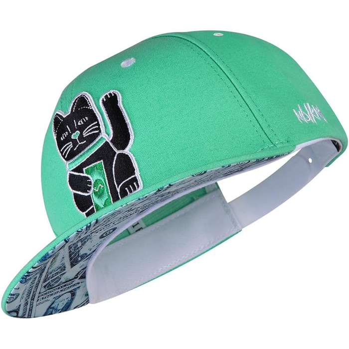 Кепка Nebelkind Snapback для чоловіків та жінок, універсальний розмір, регульована, унісекс, якісна бейсболка в стилі streetwear, ретро білий (м'ятно-зелений)