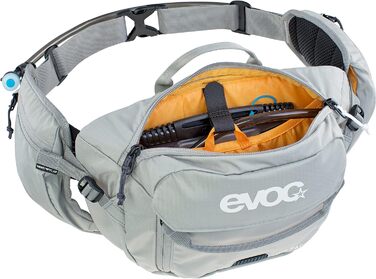 EVOC HIP Pack 3л - поясна сумка, нагрудна сумка, поясний мішечок (3л об'єм, система Airflow Contact, регульований поясний ремінь, система Venti Flap) (Стейнграу, з питною камерою)