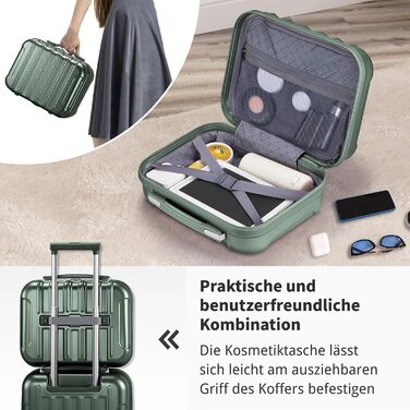 Набір валіз LEADZM 3 шт. з колесами, великий, жорсткий ABS+PC, телескопічна ручка, ручна поклажа (М'ятний)