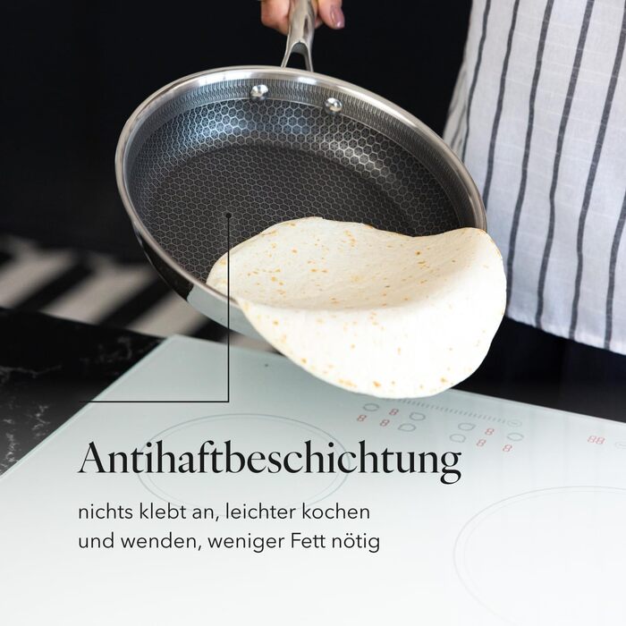 Набір сковорідок Florina Bratpfannen з нержавіючої сталі (20, 24, 28 см) | 3 шт. | 3-шарова конструкція | Алюмінієвий сердечник | Для духовки | Ергономічна ручка | Дзеркальний блиск | Для всіх типів плит | Aristo