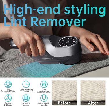 Електричний видальник ворсу Fusselrasierer з USB-зарядкою, LED-дисплеєм та 6-ма лезами. Для одягу, меблів. 2 режими потужності