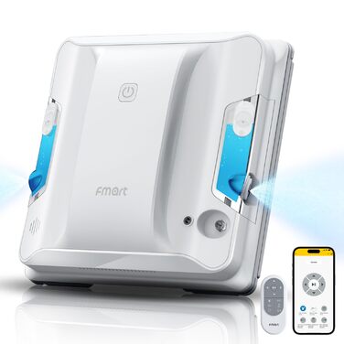 Робот для миття вікон Fmart W7 з автоматичним розпиленням та резервуаром для води 60 мл, потужність 3800 Па, вологоочищення та розпізнавання країв