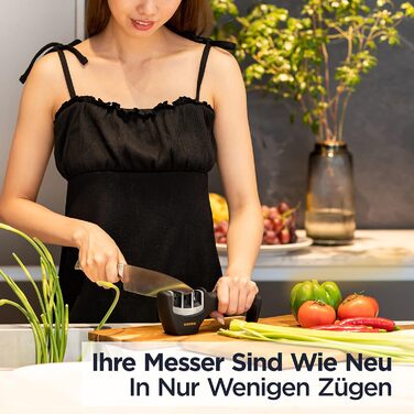 Deiss PRO Точилка для ножів 3-ступенева - професійна для кухонних, мисливських та керамічних ножів. Відновлює та полірує леза