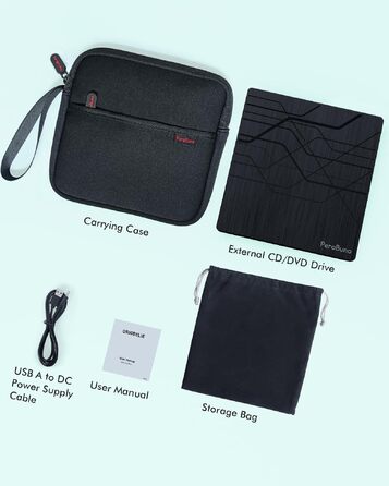 Зовнішній DVD-привід PeroBuno USB 3.0 Type-C, CD/DVD ROM +/-RW, ультратонкий оптичний накопичувач та записник для ноутбука, ПК, MacBook (Windows, Linux, macOS)