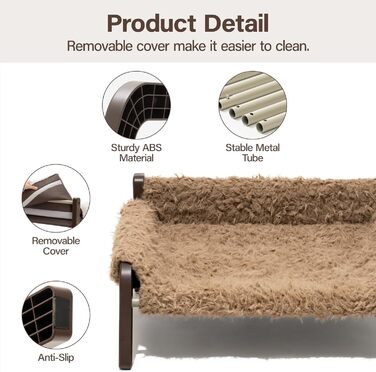 MEWOOFUN Dog Sofa Dog Bed Elevated - Dog Beds for Small and Medium Dogs with Non-Slip Bottom, Breathable Puppy Bed with Removable Cushion, Cat Sofa 61 x 53 x 28 cm, Brown