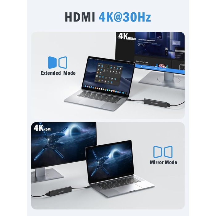 Lemorele Док-станція USB C хаб 11 в 1: 2*HDMI 4K, 3 USB 3.0/2.0, VGA, PD 100W, Audio, SD/TF, для Windows, MacBook, Dell, HP, Lenovo, Surface