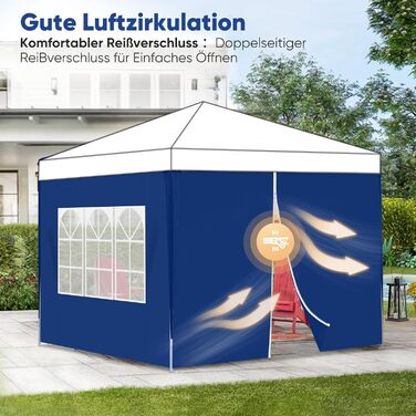 Sekey 1PCS Side Walls for Gazebo 3x3 Waterproof and Winter-Proof with Storage Compartments, Side Walls for Gazebo Party Tent Garden Tent 3x3m, (Navy, 1 Window 1 Door)