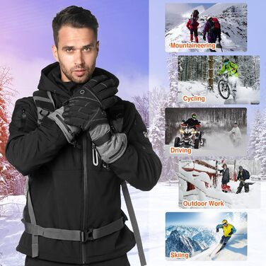 Гріючі рукавички 7.4V 3000mAh для жінок та чоловіків, гріючі рукавички для катання на лижах, сноуборді, мотоциклі, велосипеді, риболовлі, чорний