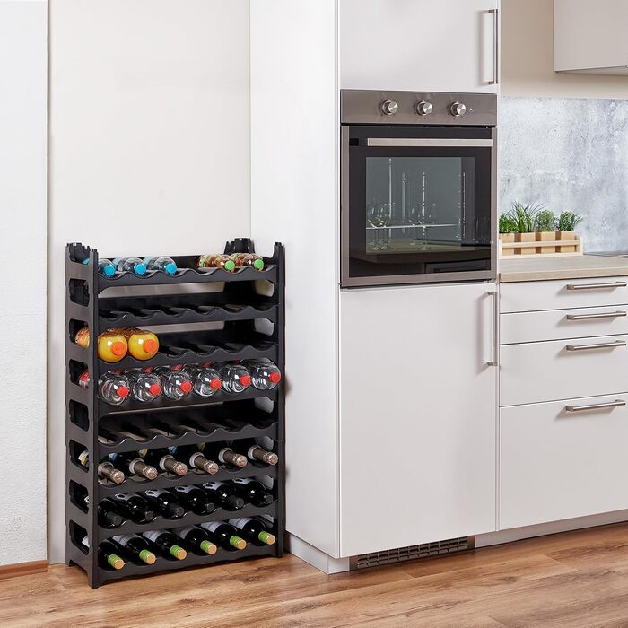 Bottle Rack - Modular, stackable design for 36 bottles, wine rack anthracite (8 modules for 48 bottles)