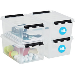 SmartStore - 10x Storage Box with Lid Classic (40x30x11cm) | Stackable Box with Lid | Food-Safe Plastic Box | Plastic Box with Lid & Reinforced Corners | 10 Year Warranty (14.0l, 4-Piece Set)