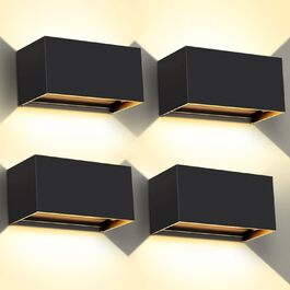 LED-водостійка настінна лампа Kingwen 4 шт. 20W, 3000K, IP65, чорний колір