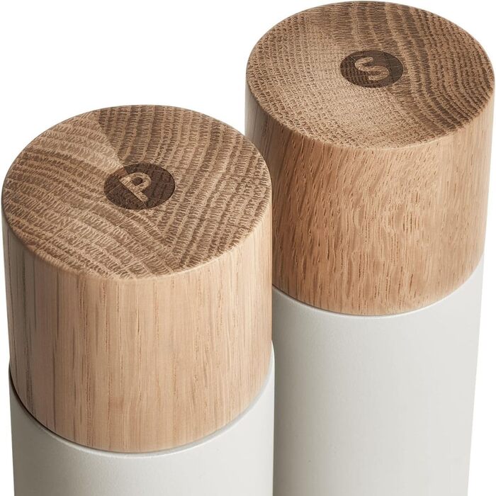 Набір з 2 мельниць для спецій Springlane: сіль та перець, з буку та бетону, регульований механізм, скандинавський дизайн (сірий)