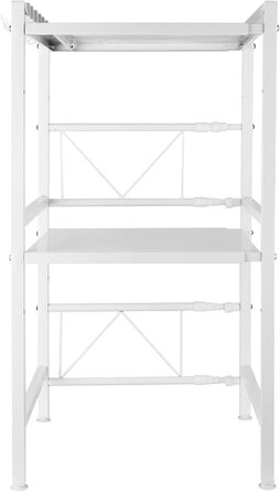 Поличка для мікрохвильової печі, 3 яруси, органайзер з гачками, розширювана, 40-64 см, з вуглецевої сталі, білий
