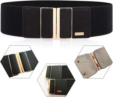 Жіночий еластичний широкий пояс для талії з металевою пряжкою, 7.5 см, рожевий (для талії 32-35/36-39 дюймів)