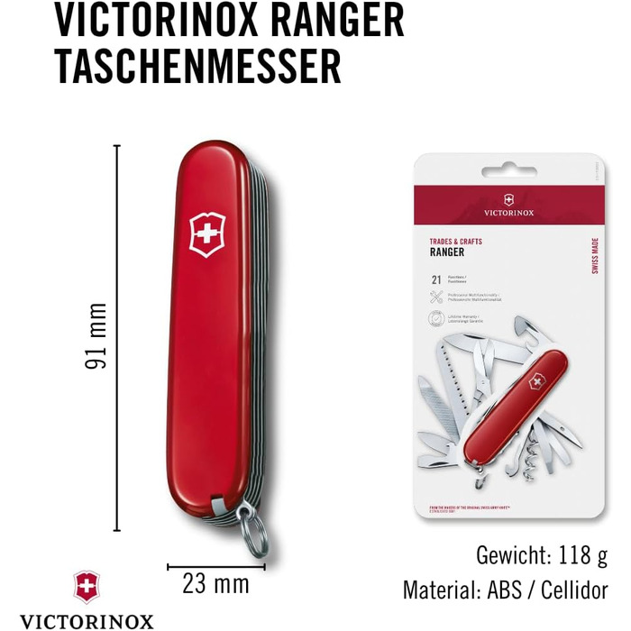 Мультитул Victorinox Ranger - Швейцарський  ніж, 21 функція, з лезом та відкривачем корок/доріг