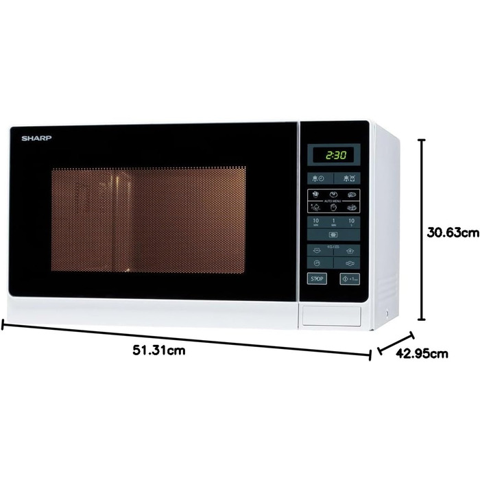 Мікрохвильова піч Sharp R342WW Solo 25 л, 900 Вт, біла