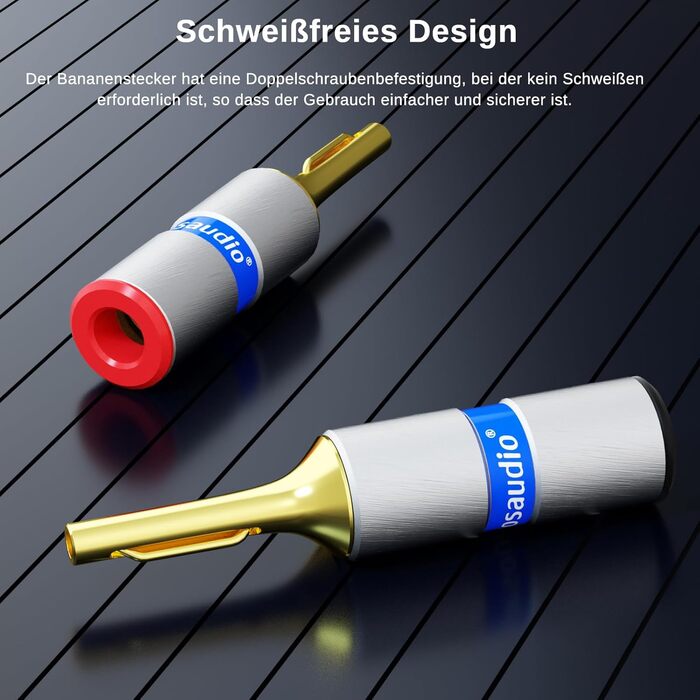 Комплект бананових роз'ємів Monosaudio B806 (8 шт.), позолочені затискачі для акустичних кабелів, домашнього кінотеатру та AV-ресиверів