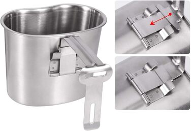 Goetland Stainless Steel US Military Field Bottle Set 1.2l with 0.6l Cup Nylon Bag Water Bottle Cooking Pot Camping Cup (1 Liter with 0.5 Liter)
