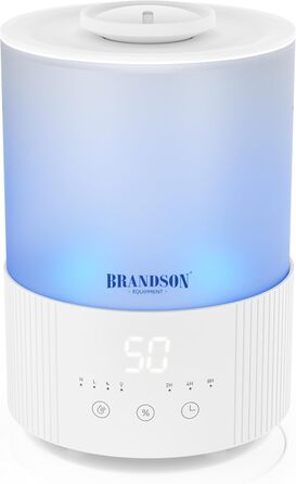 Зволожувач повітря Brandson з дисплеєм, 2.5 л, 3 режими, регулювання вологості, тихий, LED-підсвітка, таймер, режим сну, для вітальні та спальні