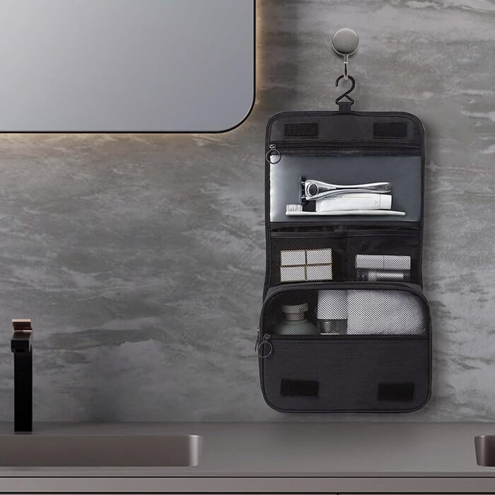 Чоловіча косметичка для подорожей з ручкою, чорна, з кількома відділеннями