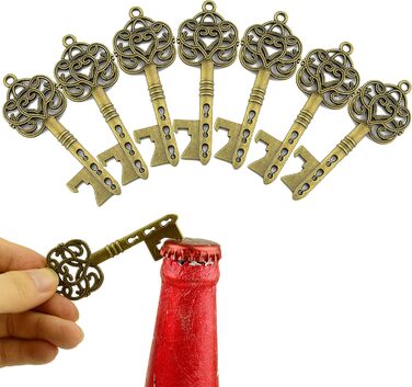 Набір із 50 вінтажних брелоків-ключів для гостей весілля – відкривачка для пляшок, антикварна бронза, з коробочками та етикетками