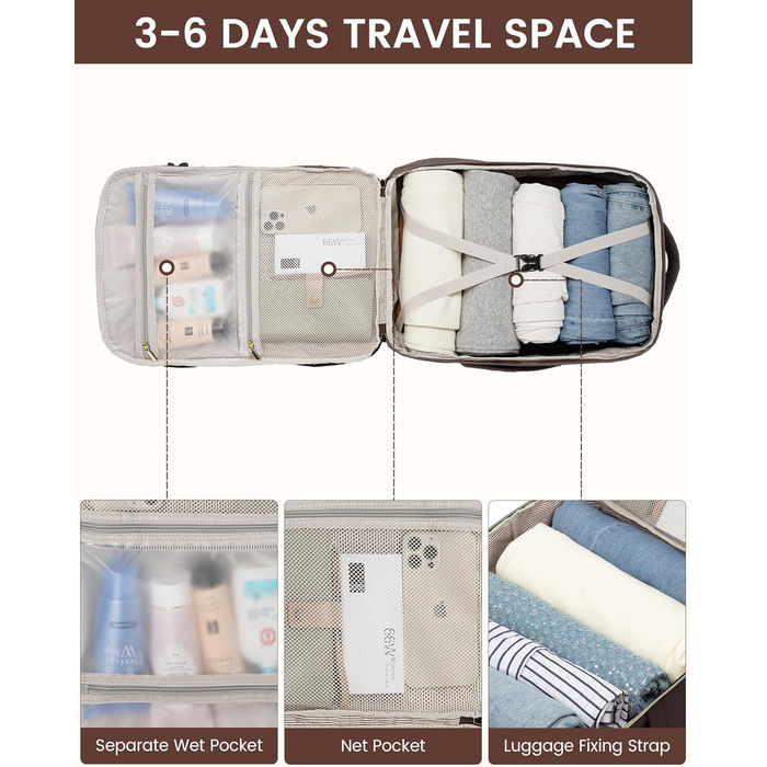 LOVEVOOK Рюкзак для ручної поклажі, 40L, рюкзак для жінок, водонепроникний, відділення для ноутбука 17 дюймів, для подорожей, роботи, хайкінгу, оливково-зелений/бежевий