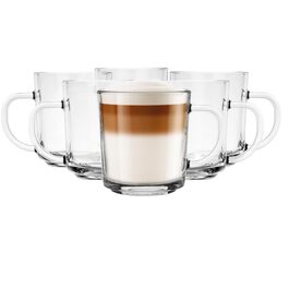 Набір склянок для лате макіато Krosno Glasmark (4 шт.) - 200 мл, з ручкою, для кави, чаю, десерту, глінтвейну, айс-кафе