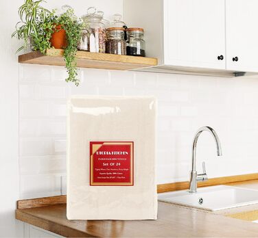 Utopia Kitchen 24-Pack 100% Cotton Dish Towels, Flour Sack Fabric, for Cleaning & Drying – Highly Absorbent Kitchen Dish Towels, Natural, 71.1 x 71.1 cm