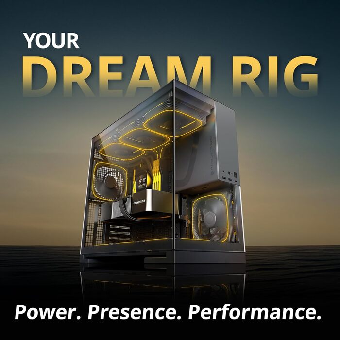 Корпус для ПК Geometric Future M5 з загартованим склом, Mid Tower, E-ATX/ATX, чорно-сірий, сталь 1.2mm, Type C, без інструментів, підтримка радіатора 420/360, подвійний відсік