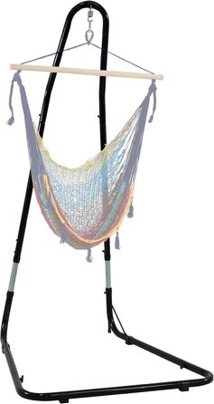 Sunnydaze Adjustable Hanging Chair Stand - 200 cm to 236.2 cm High Hanging Chair Stand - 149.7 kg Weight Capacity