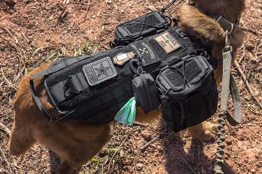 Диспенсер для собачих пакетів OneTigris з MOLLE системою та карабіном, для прогулянок, бігу, походів, тактичний, чорний (колір: коричневий, розмір: маленький)