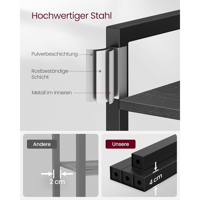 VASAGLE 4-Tier Regal mit offener Ablage