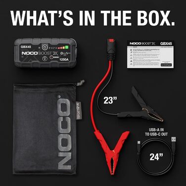 NOCO Boost X GBX45: Пусковий пристрій (бустер) 12V, 1250A, для бензину до 6.5л/дизеля до 4.0л + кабелі