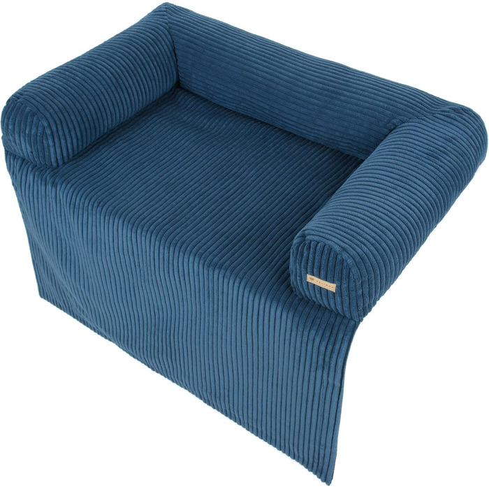 Ліжко для собак Velinda: м'яке диван-ліжко, захист дивану від бруду, темно-синій (Cord)