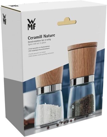 Набір для солі та перцю WMF Ceramill Nature (2 шт.), дерев'яна, без наповнювача, для солі, перцю, чилі, керамічний жорно, млин для спецій
