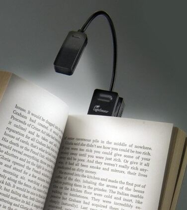 LED лампа для читання з кліпсою для Kindle, чорна - для книг, планшетів, нічник