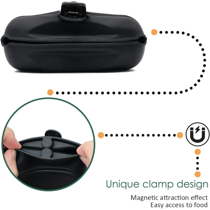 Силіконові мішечки для корму собак, з магнітною застібкою, для прогулянок та тренувань на вулиці (1 шт, чорний)