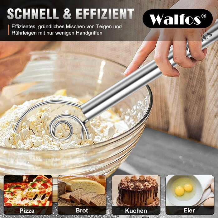 Набір міксерів Walfos (2 шт.) - нержавіюча сталь, 13 см + 18 см. Зручні ручки, для збивання яєць, приготування, змішування та збивання.