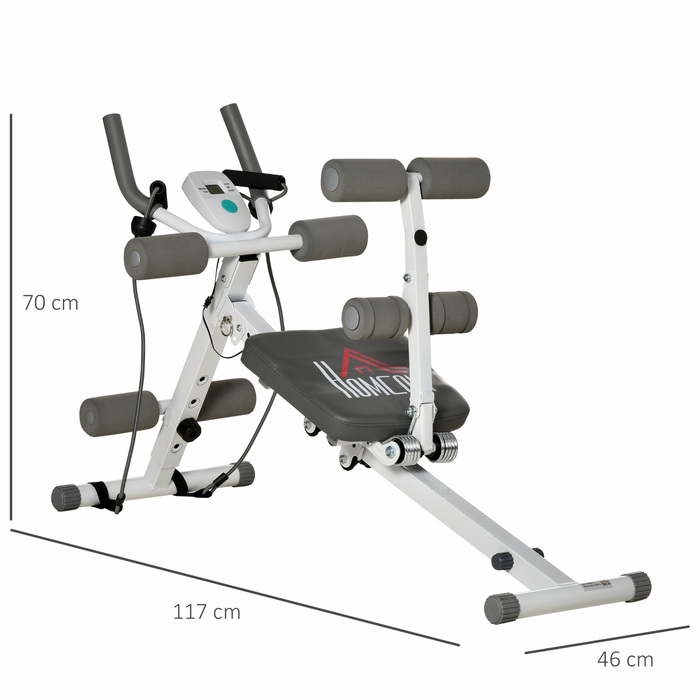 HOMCOM 2-in-1 Sit-Up and Push-Up Trainer with LCD Monitor - Home Fitness Equipment
