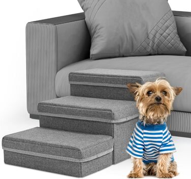 Сходинки для собак Sunowl, 2-ступеневі складні, широкі, з місцем для зберігання, для маленьких собак та котів, м'яка, неслизька поверхня